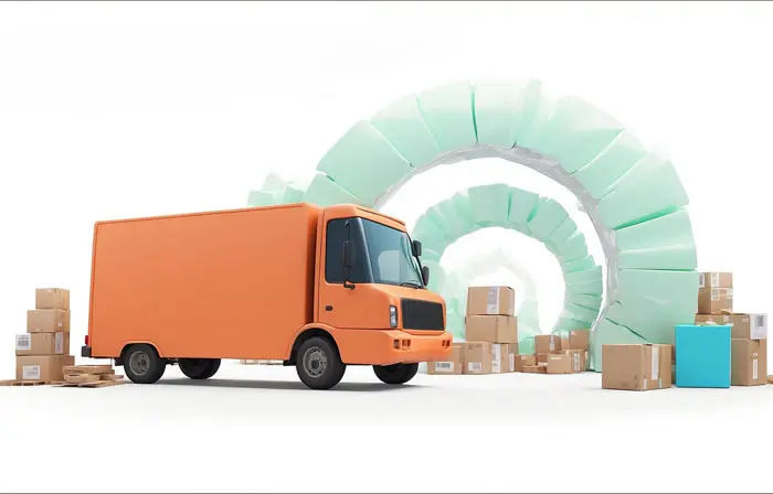 Transportation Delivery by Truck 3D Cartoon Illustration